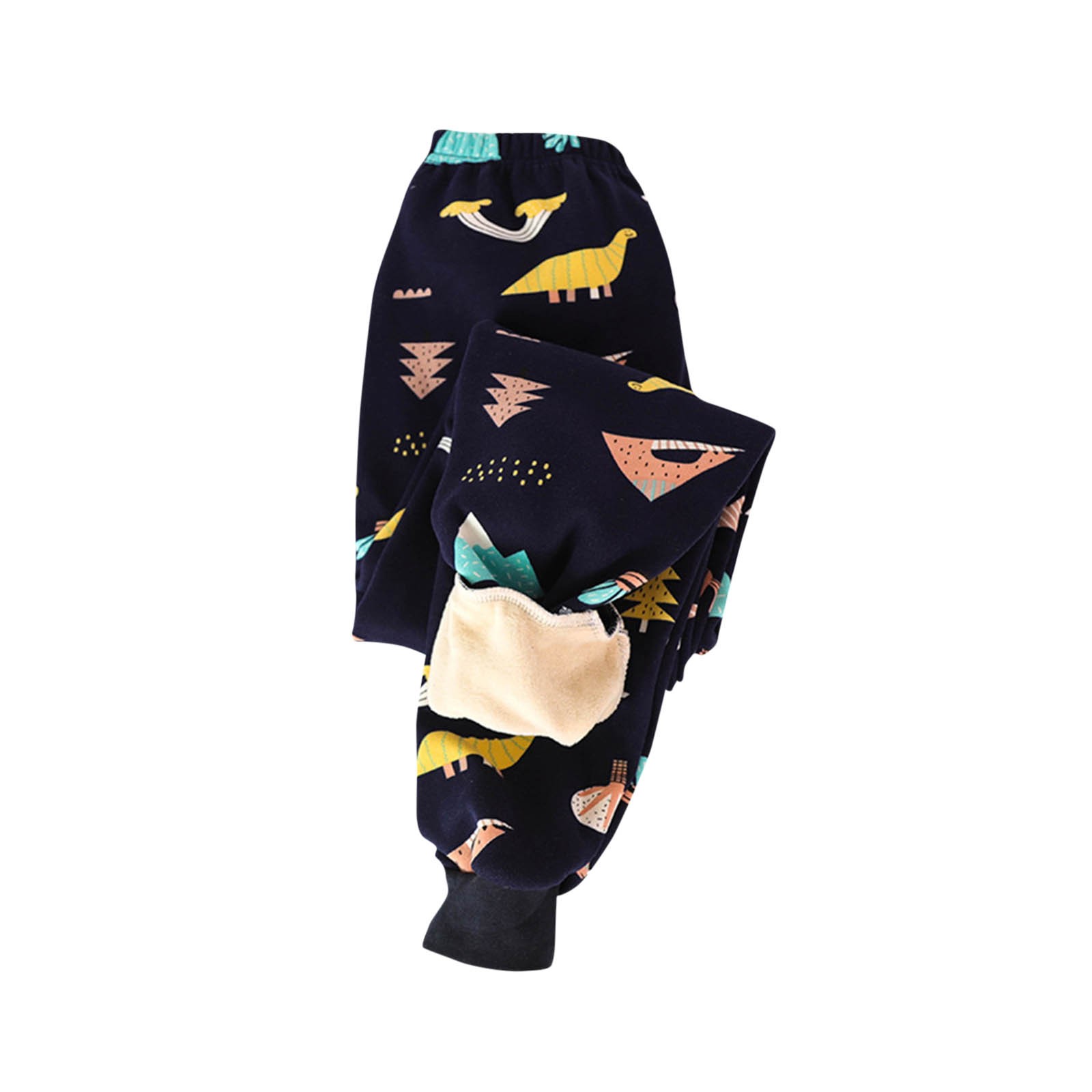 ZACPNCV Boys and Girls Winter Fleece Lined Pants Elastic Waist Warm Pants Cute Printed Sweatpants Long pants Navy 7-8 Years